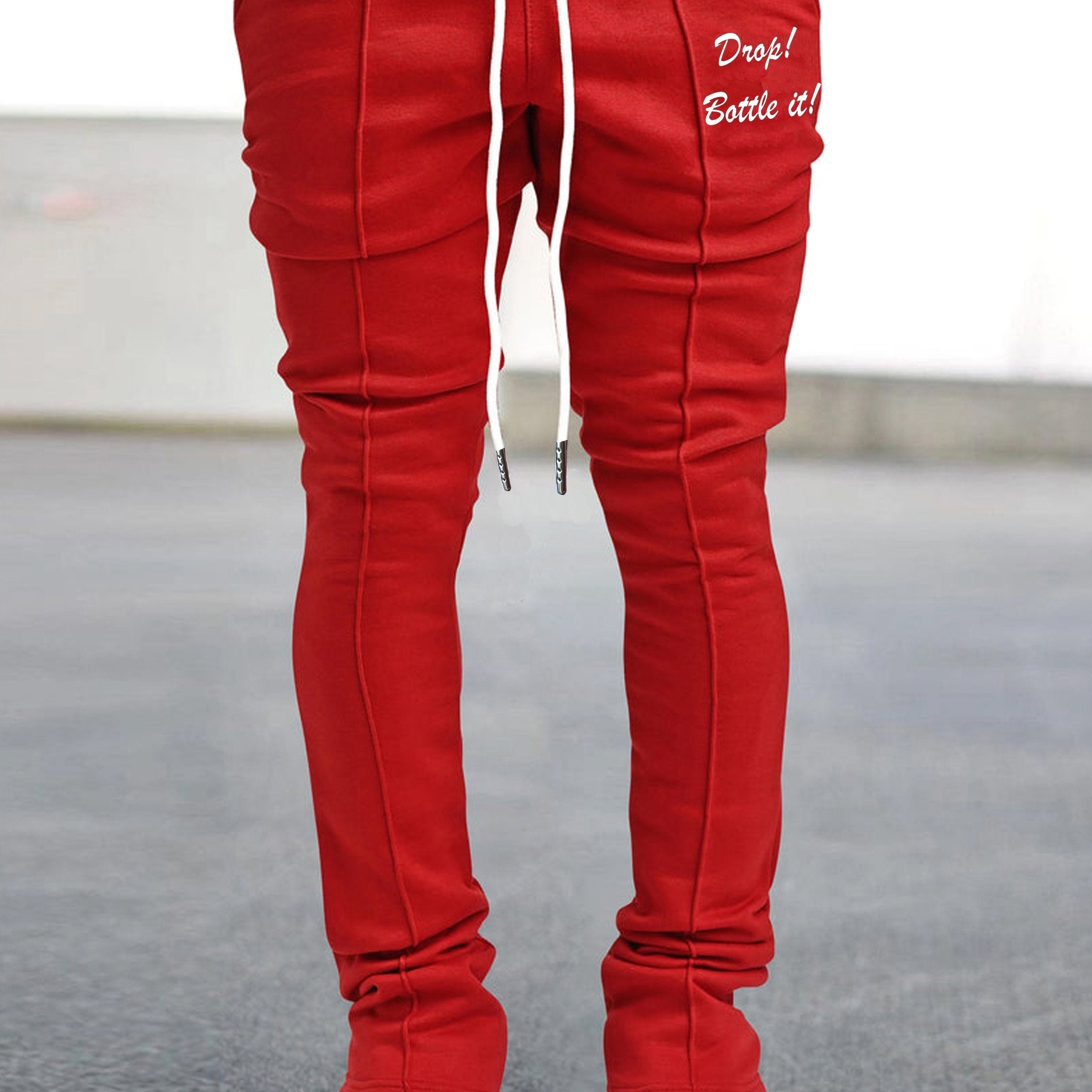 Men's OFF Graphic Flared Sweatpants - Hip-Hop Style, Comfort Fit, Elastic Waist & Drawstring, Casual Spring & Summer Wear