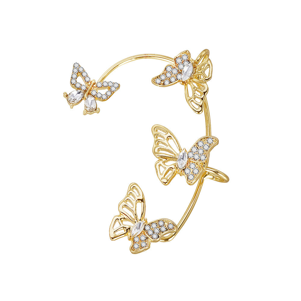 Women’s Butterfly Ear Cuffs – Non-Piercing Ear Hooks with Synthetic Gemstones for Parties & Everyday Wear