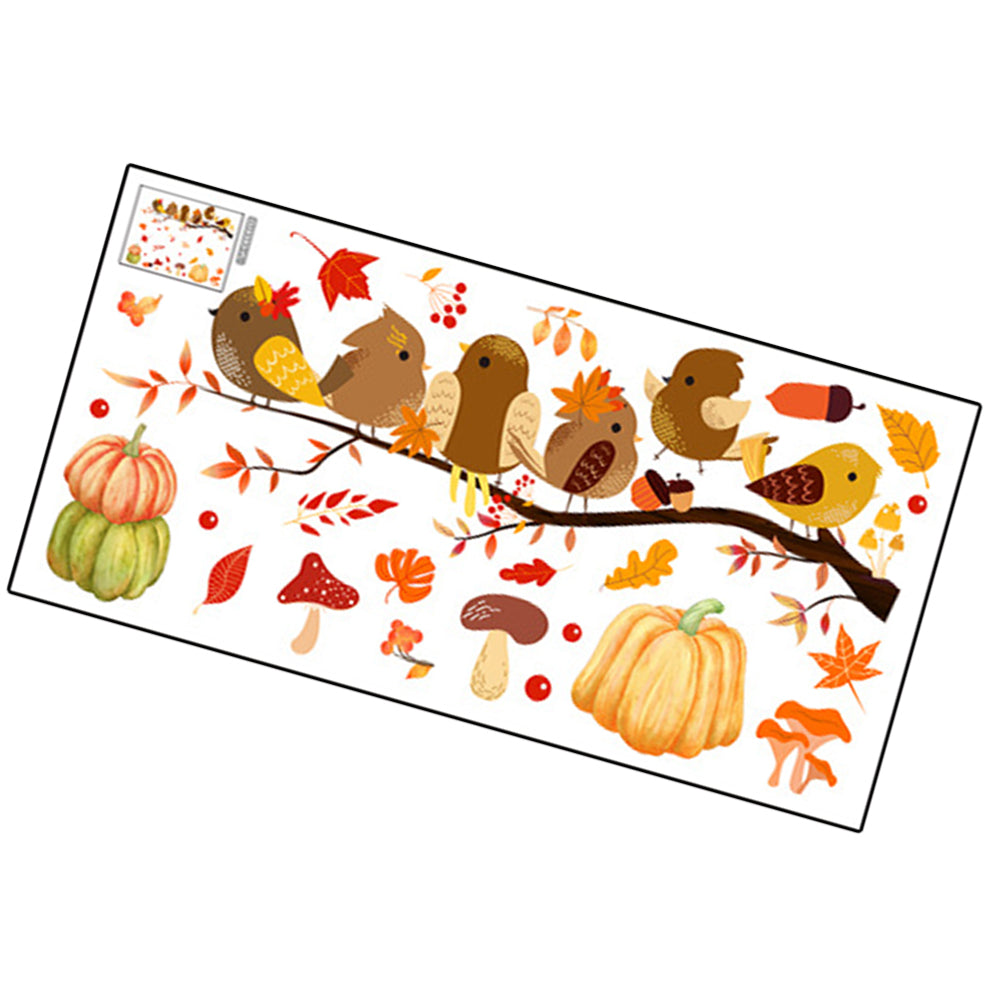 Autumn Fall Window Cling Thanksgiving Static Stickers Removable Party Supplies Harvest Festival Decor Electrostatic Wall