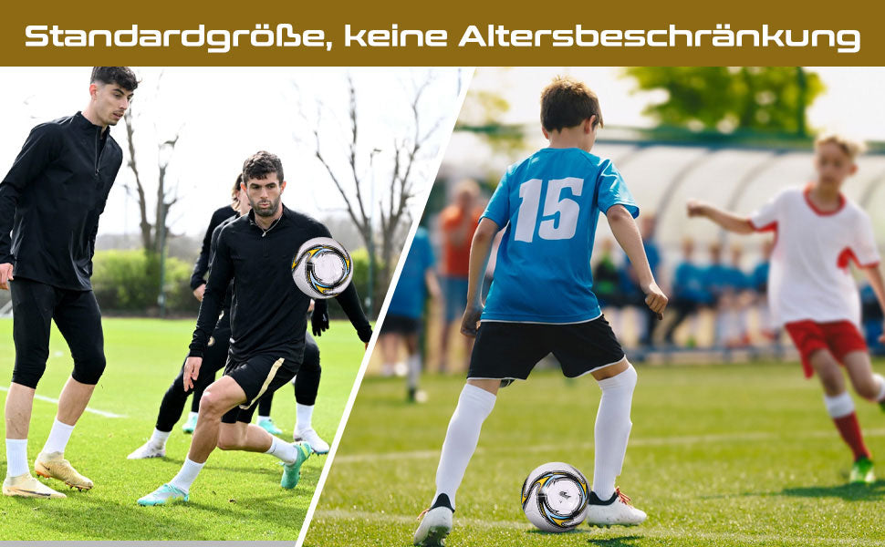 Official Size 5 Training Soccer Ball - Durable Machine-Stitched PVC Football