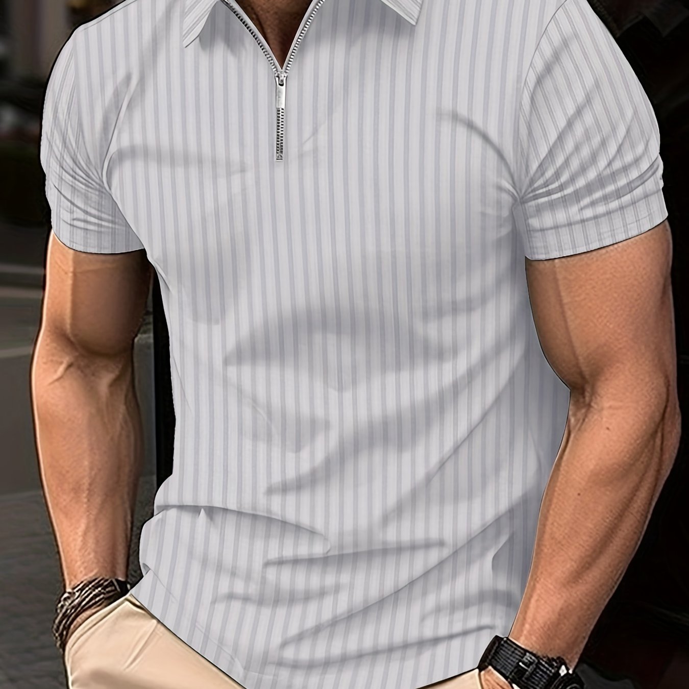 Mens Solid Fashionable Shirt - Ultra-Comfortable High Stretch, Short Sleeve Lapel Design - Perfect for Summer Outdoor Adventures