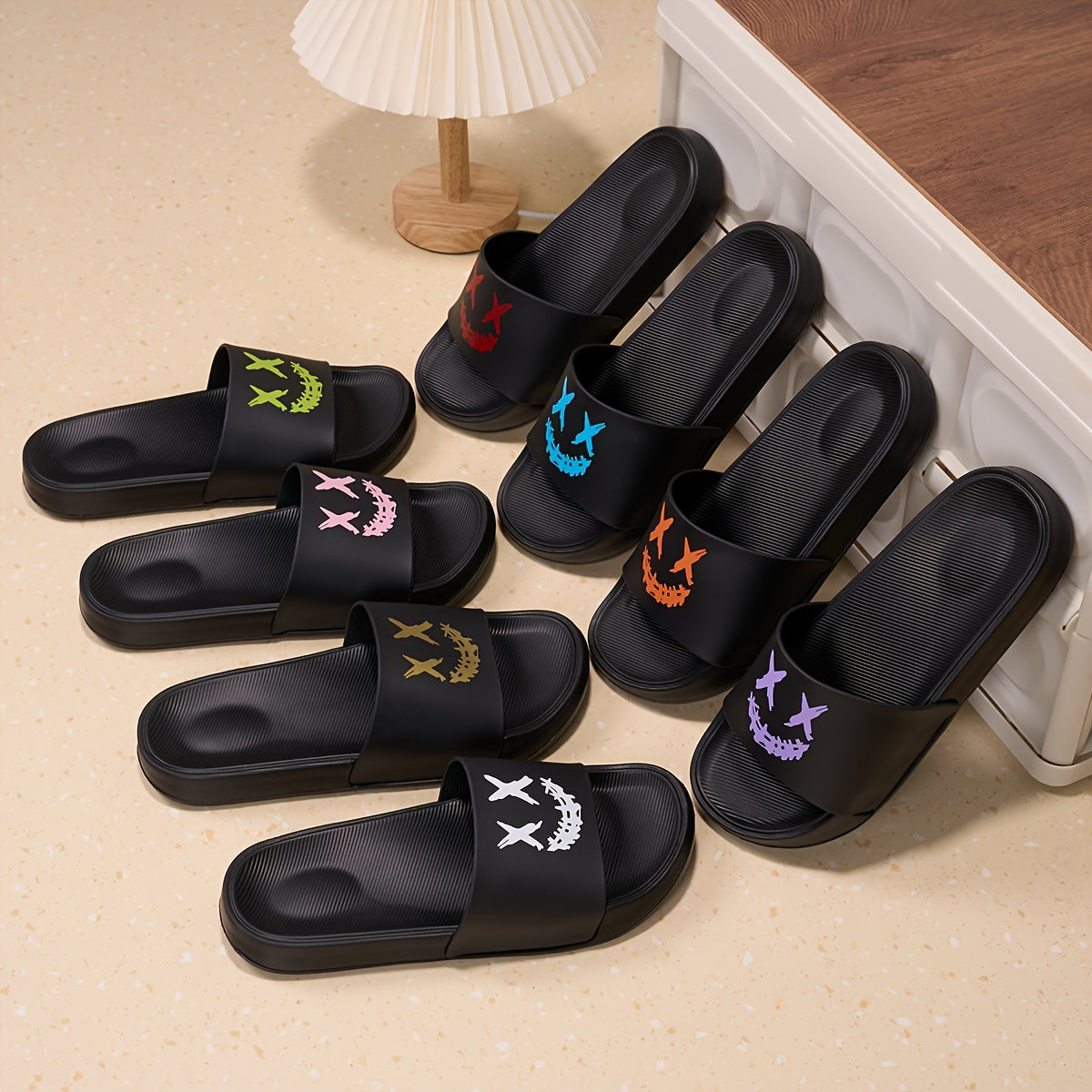 Mens Lightweight Non-Slip Slides - Ultra-Comfortable Open Toe Design for Quick Dry, Indoor/Outdoor Wear - Perfect Beach & Summer Slippers