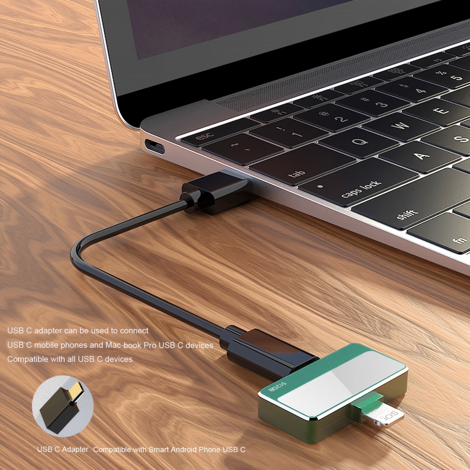 Flash Drive 512GB For I-Phone USB Thumb Drive Photo Stick External Data Storage Memory Stick Compatible I-Phone Android USB C Pad Pro Tablets Mac Computers 512GB Green - trendingshoping.com