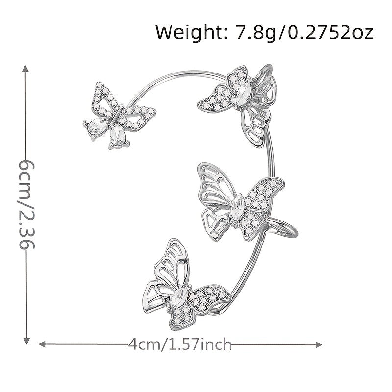 Women’s Butterfly Ear Cuffs – Non-Piercing Ear Hooks with Synthetic Gemstones for Parties & Everyday Wear