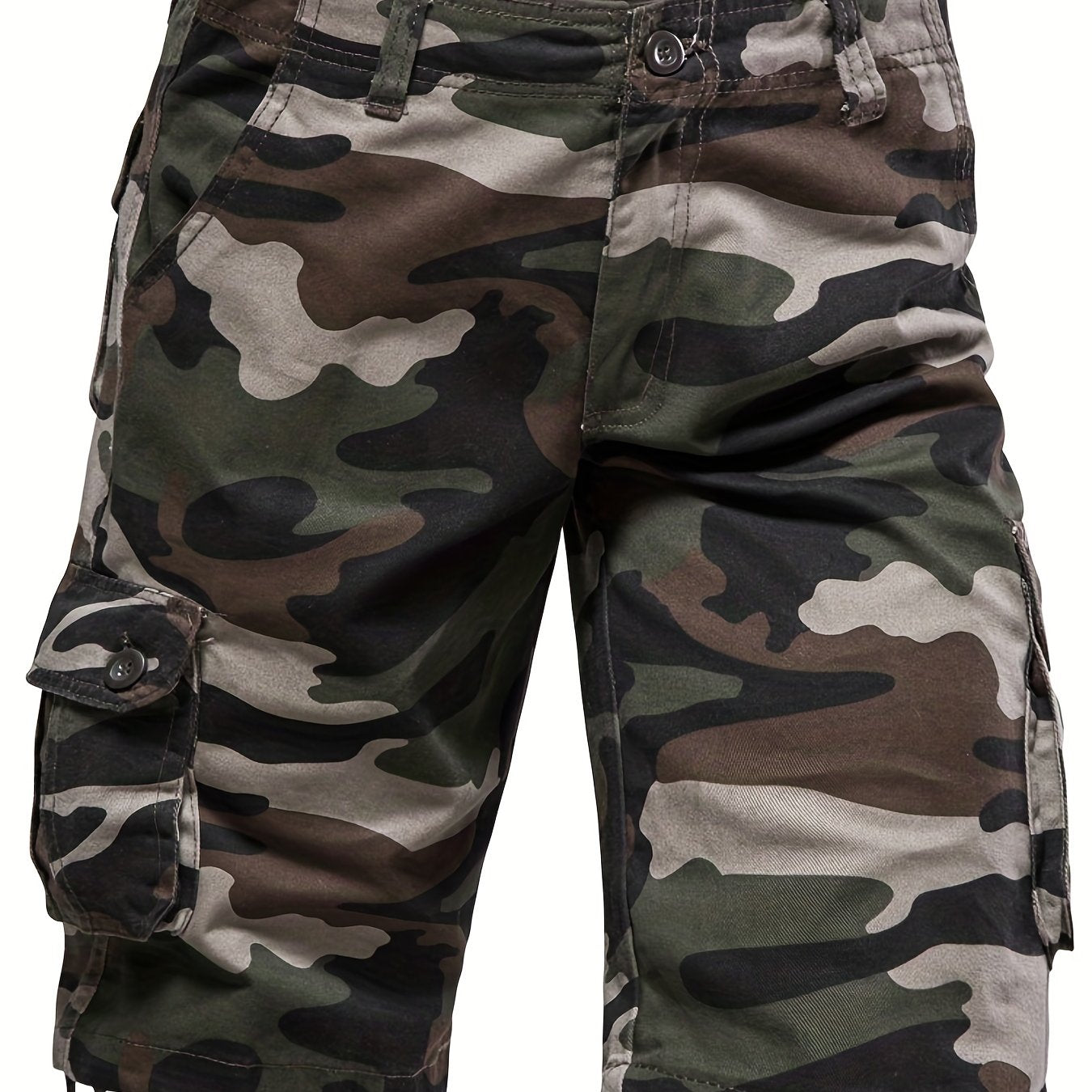 Men's Camo Cargo Shorts - Loose Fit, Comfortable Summer Shorts with Multiple Pockets, Woven Cotton Casual Pants