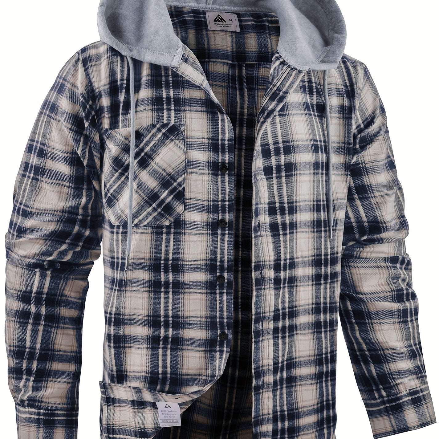 Mens Hooded Flannel Plaid Shirt - Stylish & Comfortable Casual Wear - Drawstring Hood, Button Up, Multiple Colors - Perfect for Spring & Summer - Lightweight, Breathable Fabric for Everyday Style