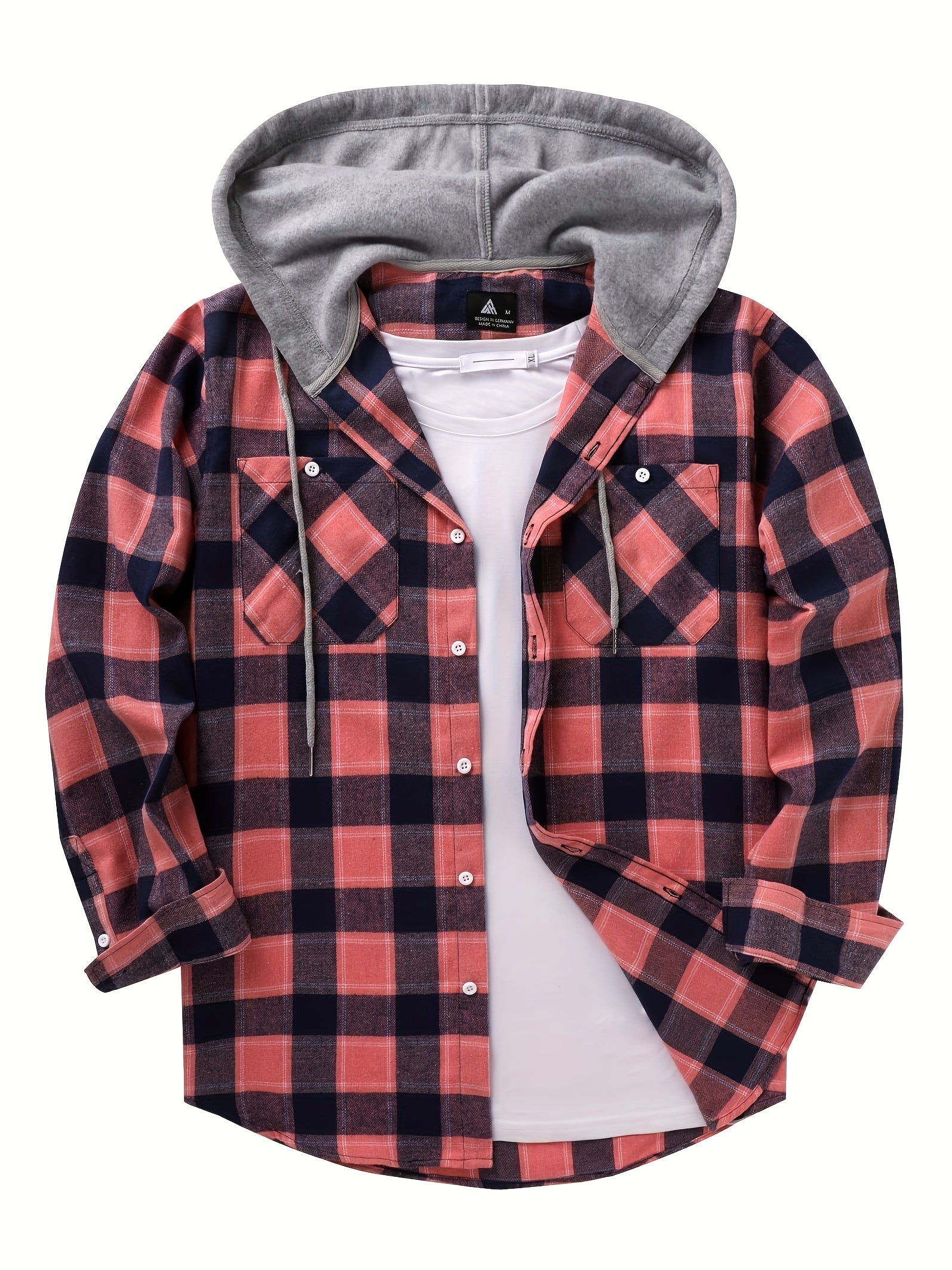 Mens Hooded Flannel Plaid Shirt - Stylish & Comfortable Casual Wear - Drawstring Hood, Button Up, Multiple Colors - Perfect for Spring & Summer - Lightweight, Breathable Fabric for Everyday Style