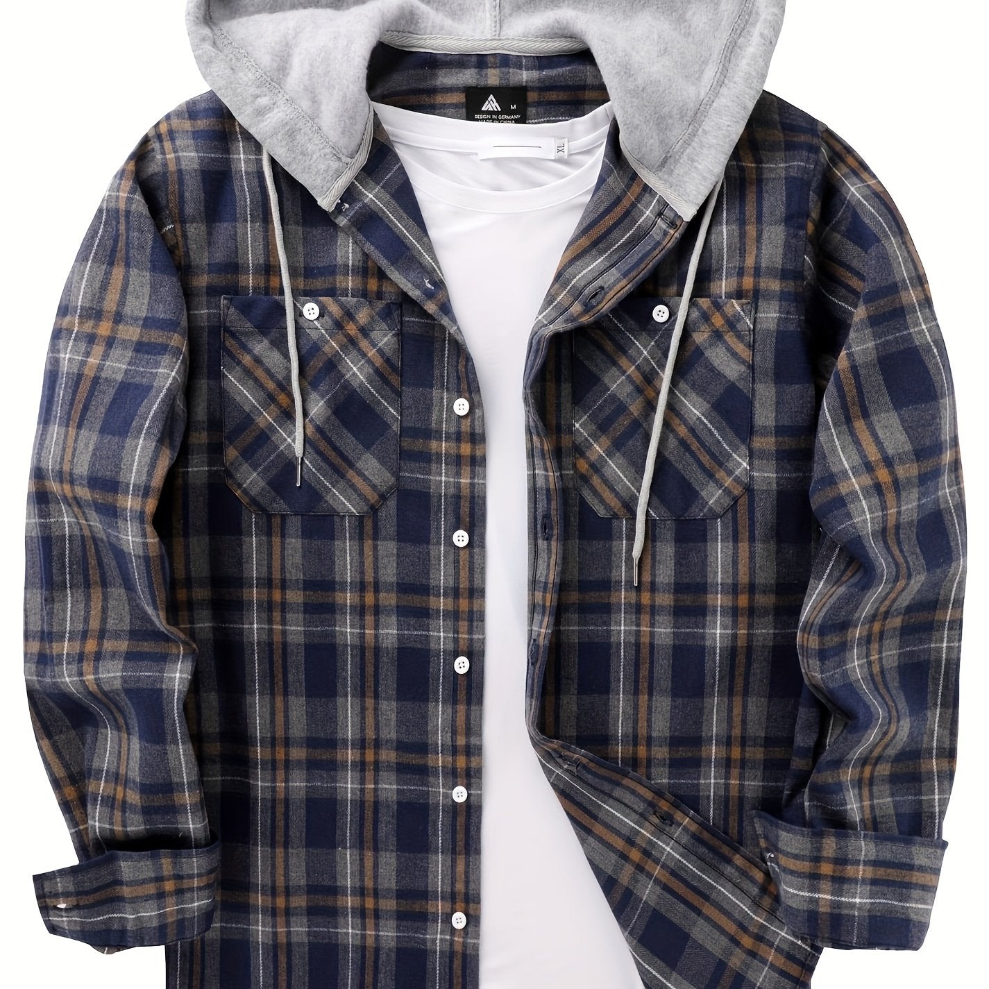 Mens Hooded Flannel Plaid Shirt - Stylish & Comfortable Casual Wear - Drawstring Hood, Button Up, Multiple Colors - Perfect for Spring & Summer - Lightweight, Breathable Fabric for Everyday Style