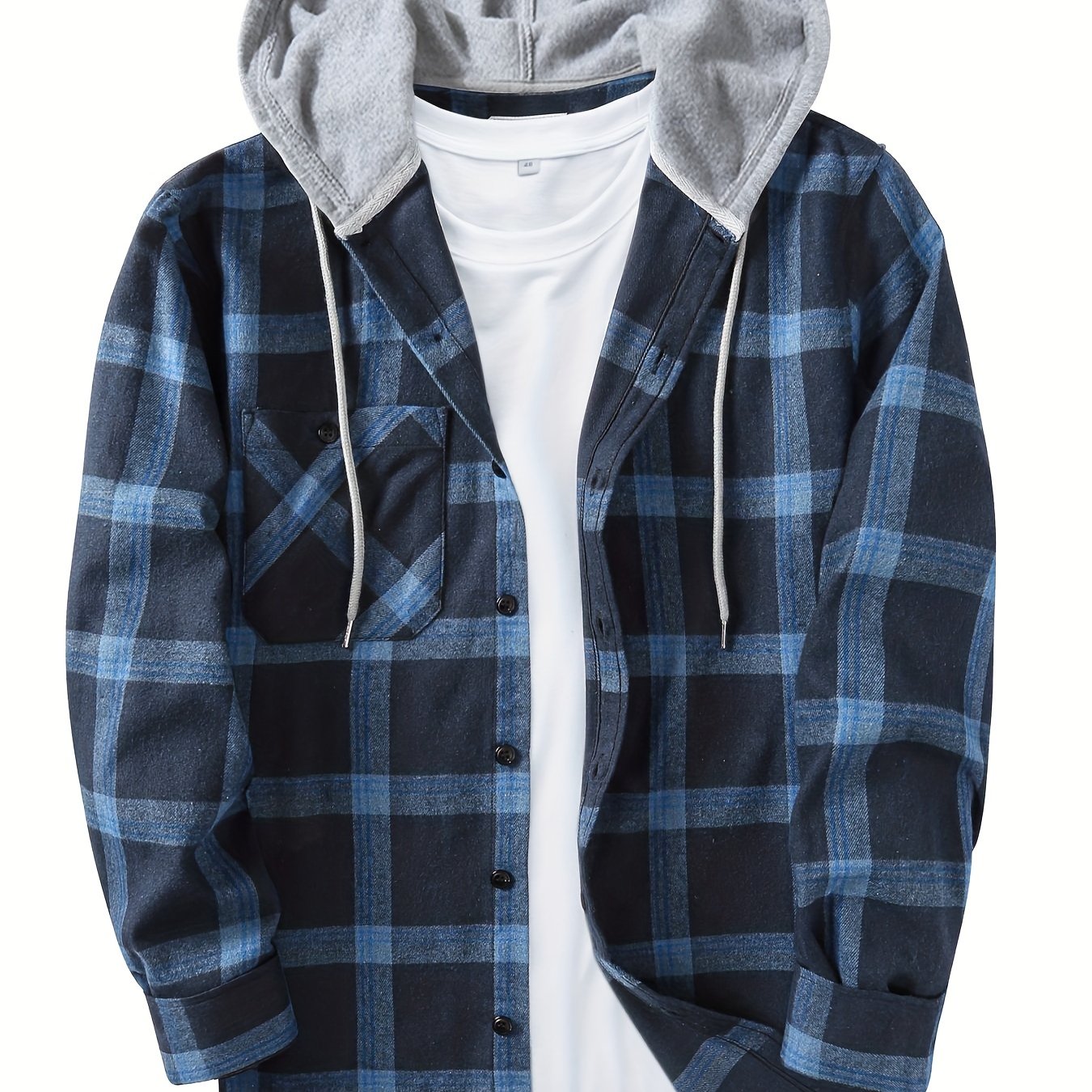 Mens Hooded Flannel Plaid Shirt - Stylish & Comfortable Casual Wear - Drawstring Hood, Button Up, Multiple Colors - Perfect for Spring & Summer - Lightweight, Breathable Fabric for Everyday Style
