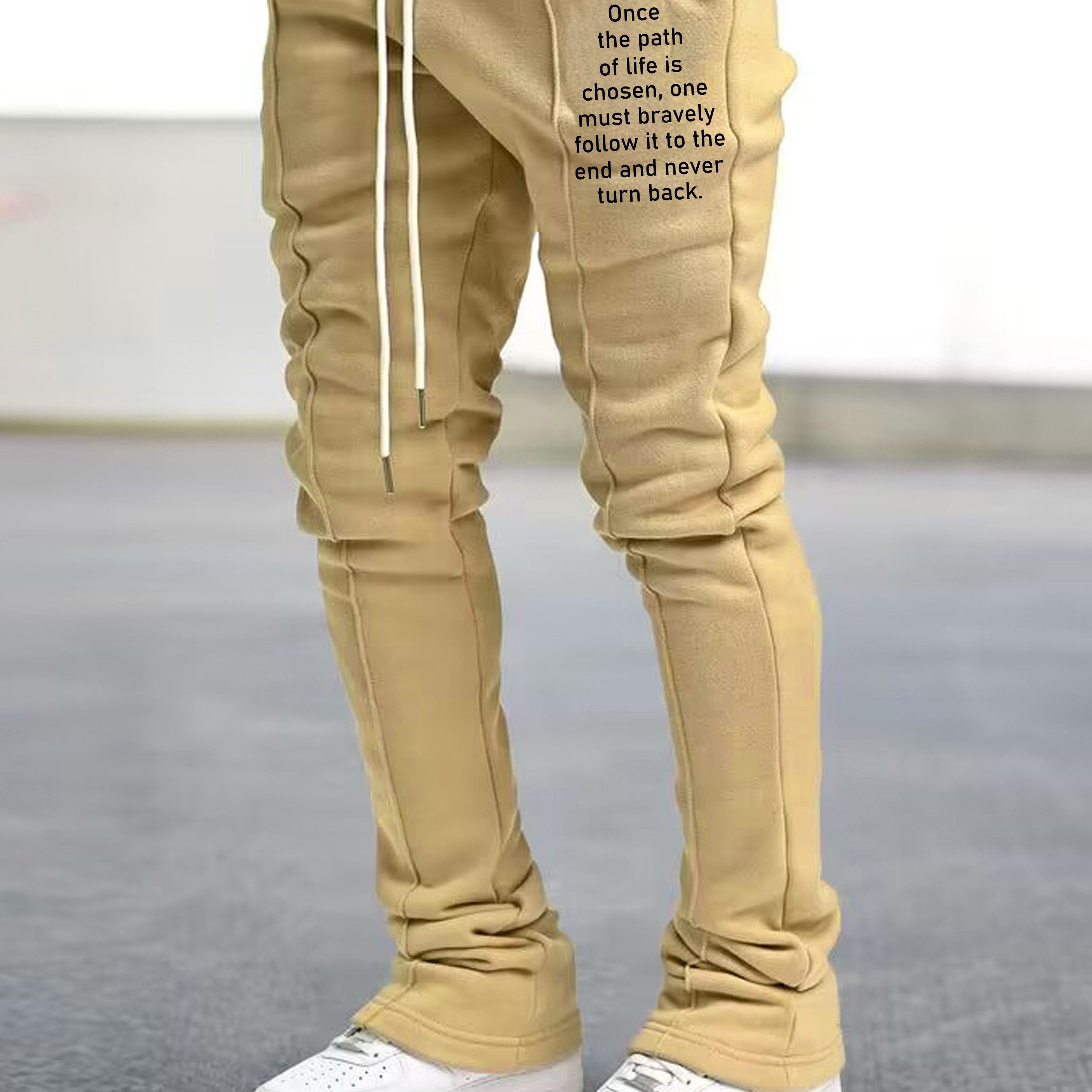 Men's OFF Graphic Flared Sweatpants - Hip-Hop Style, Comfort Fit, Elastic Waist & Drawstring, Casual Spring & Summer Wear
