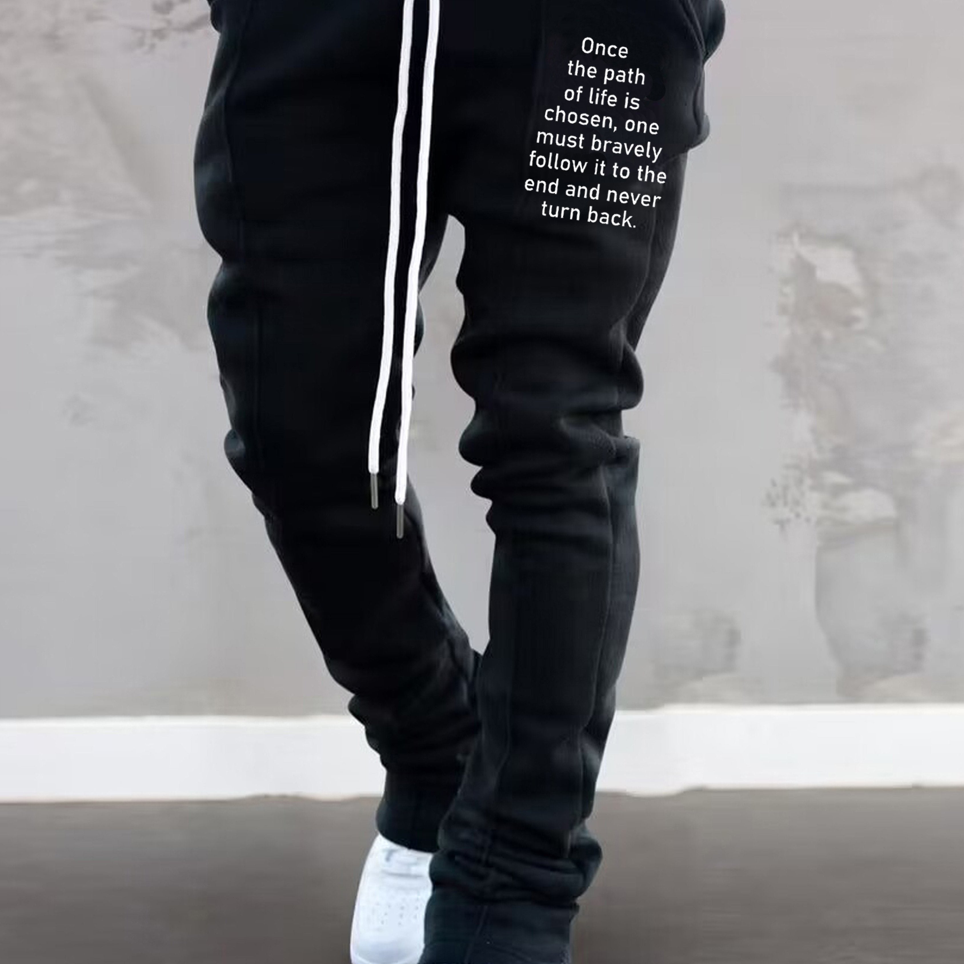 Men's OFF Graphic Flared Sweatpants - Hip-Hop Style, Comfort Fit, Elastic Waist & Drawstring, Casual Spring & Summer Wear