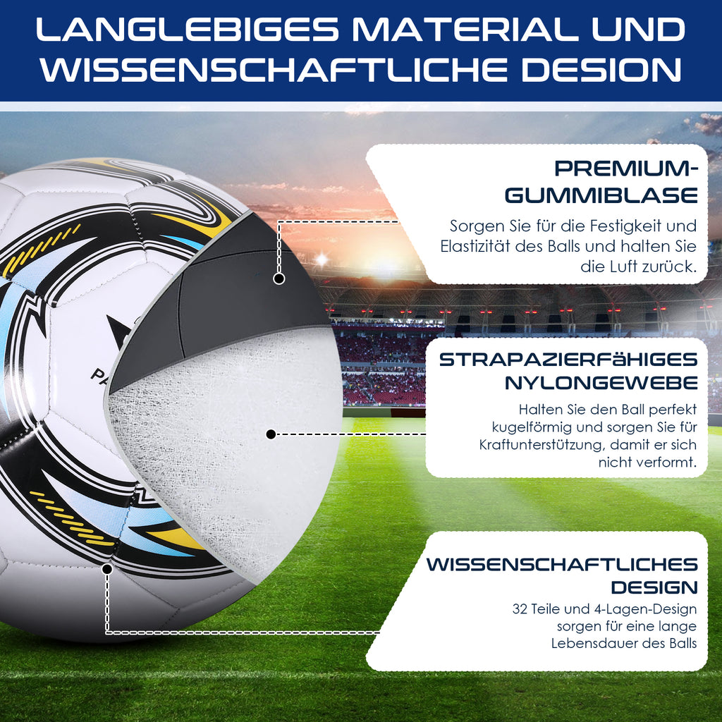 Official Size 5 Training Soccer Ball - Durable Machine-Stitched PVC Football