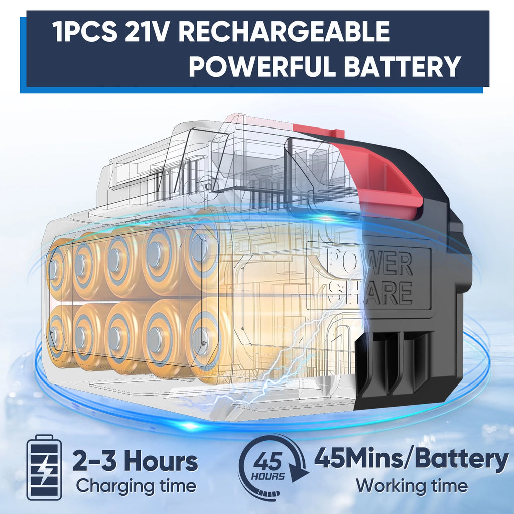 Wireless high pressure water gun, 21V, 70bar, foam production, 20000rpm, car wash gun for Auto, Home Garden Machine Tool - trendingshoping.com