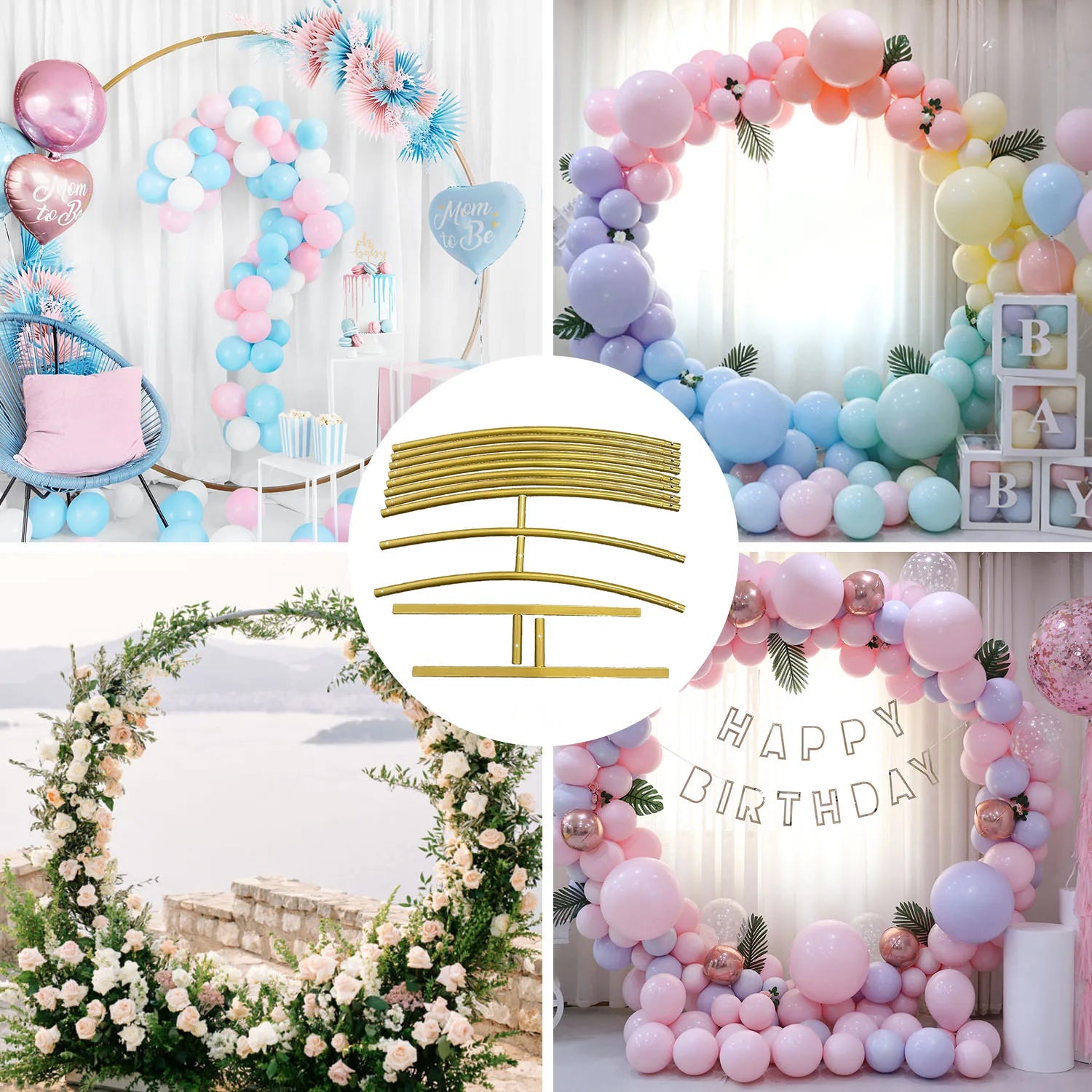 2m Metal Circular Balloon Birthday Party Arch Stand Outdoor Wedding Decoration Festivals Backdrop Frame Ornaments Sturdy - trendingshoping.com