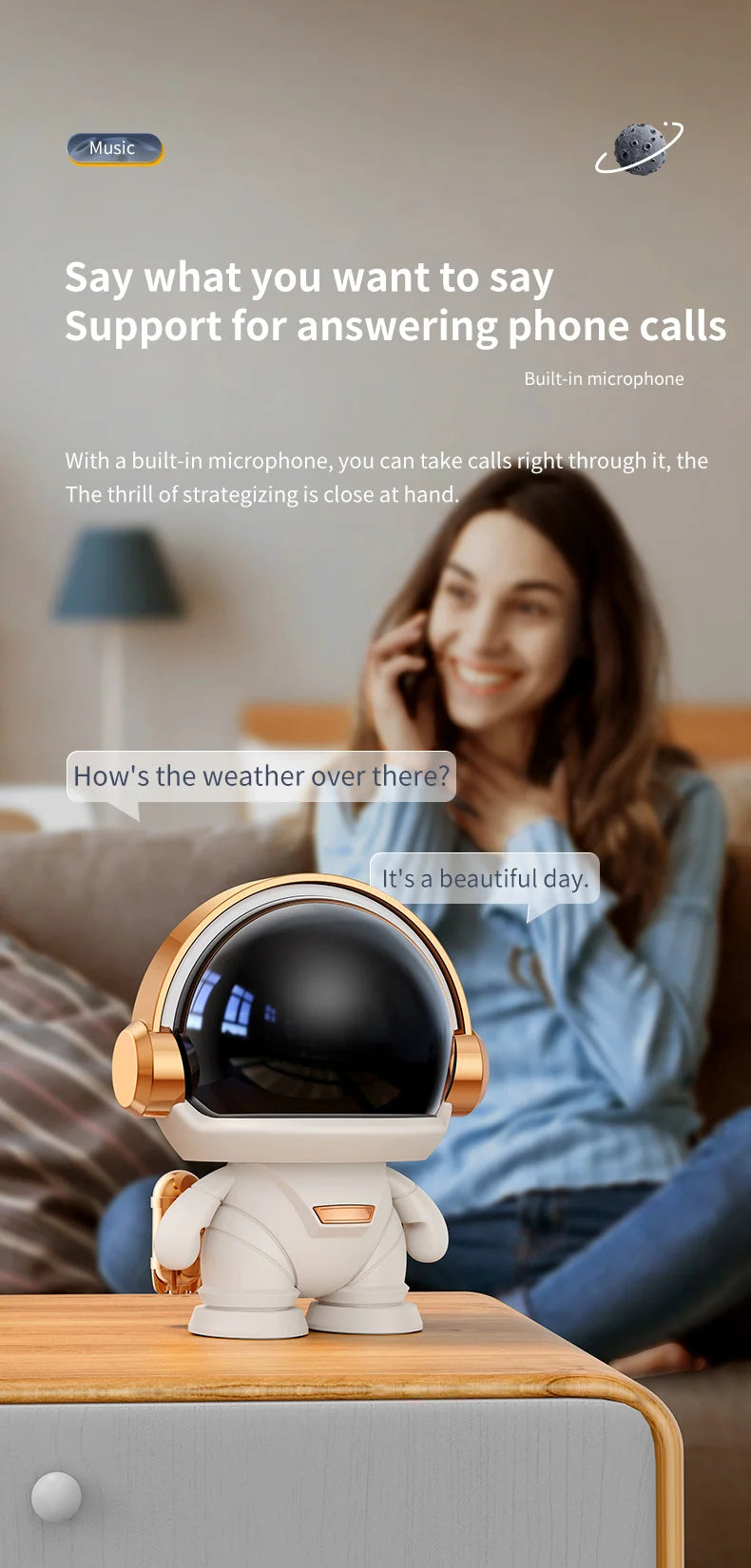 Astronaut Bluetooth Speaker – Hi-Fi Subwoofer & Galaxy Night Light