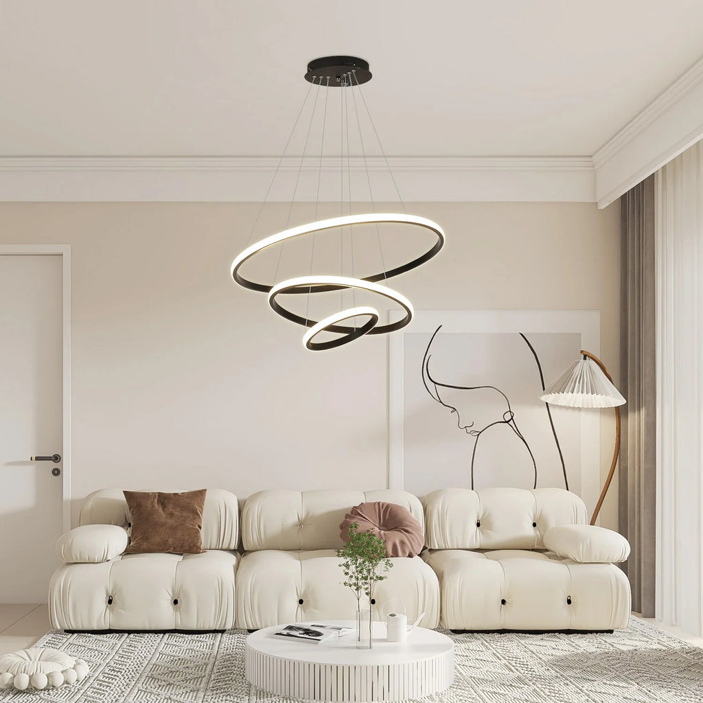 3 Ring Pendant Lights, Modern Circular Dimmable Hanging Lamp  Adjustable Ceiling Light for Kitchen Dining Living Room - trendingshoping.com