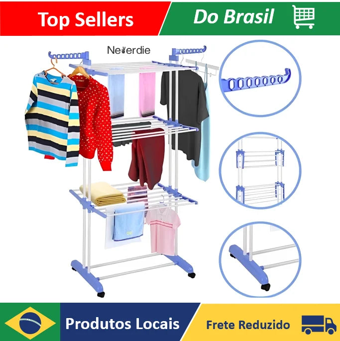 Vertical Clothesline 3 Floats Clothes Retratil Dobravel Large Float-Neverdie Store