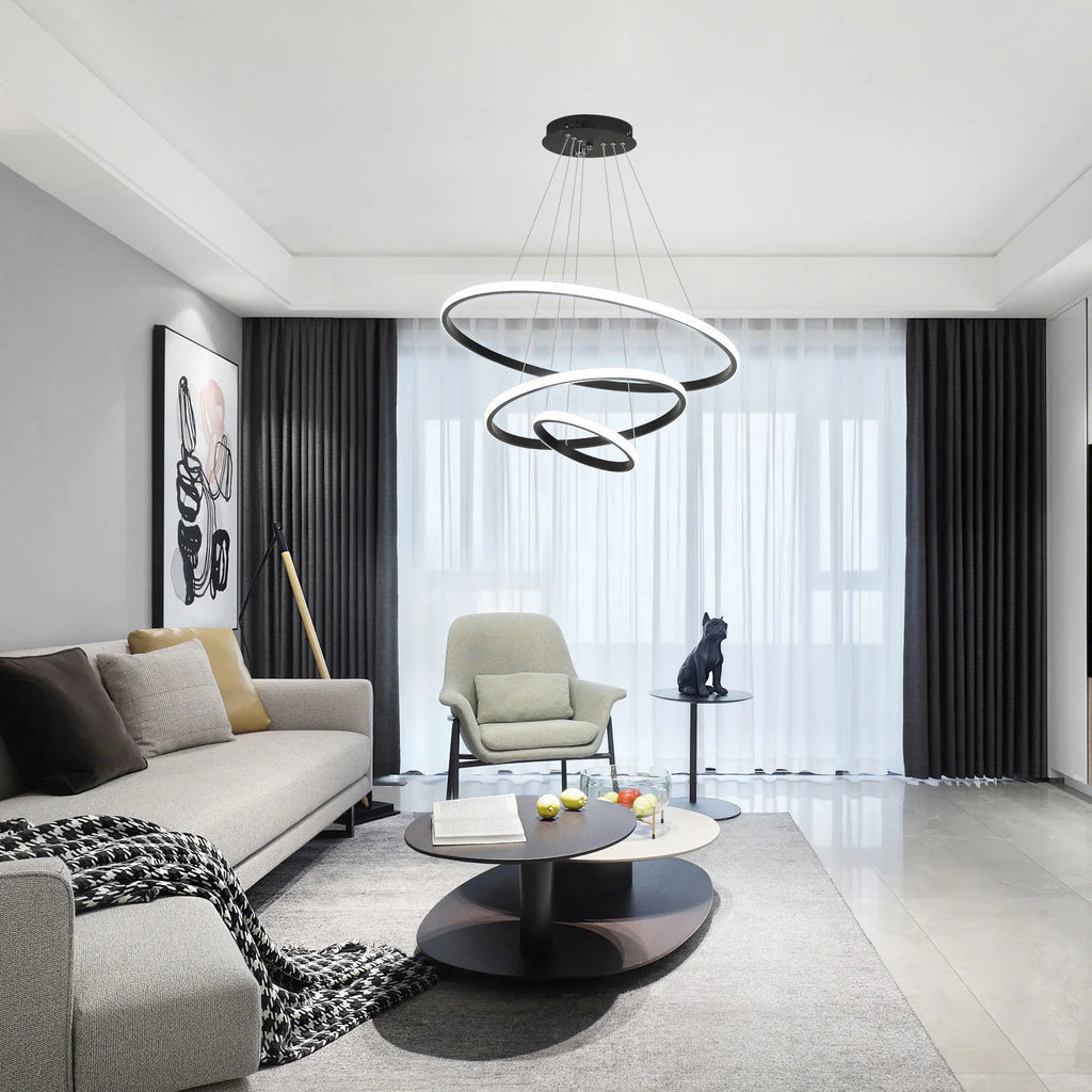 3 Ring Pendant Lights, Modern Circular Dimmable Hanging Lamp  Adjustable Ceiling Light for Kitchen Dining Living Room - trendingshoping.com