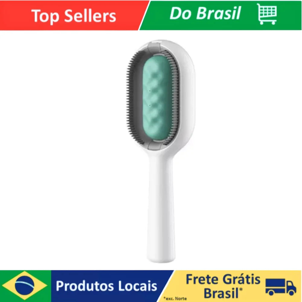 Escova Removedora de Pelos Pet 2 em 1 Limpa Remove Pelos e Massagem Cachorro e Gato - trendingshoping.com