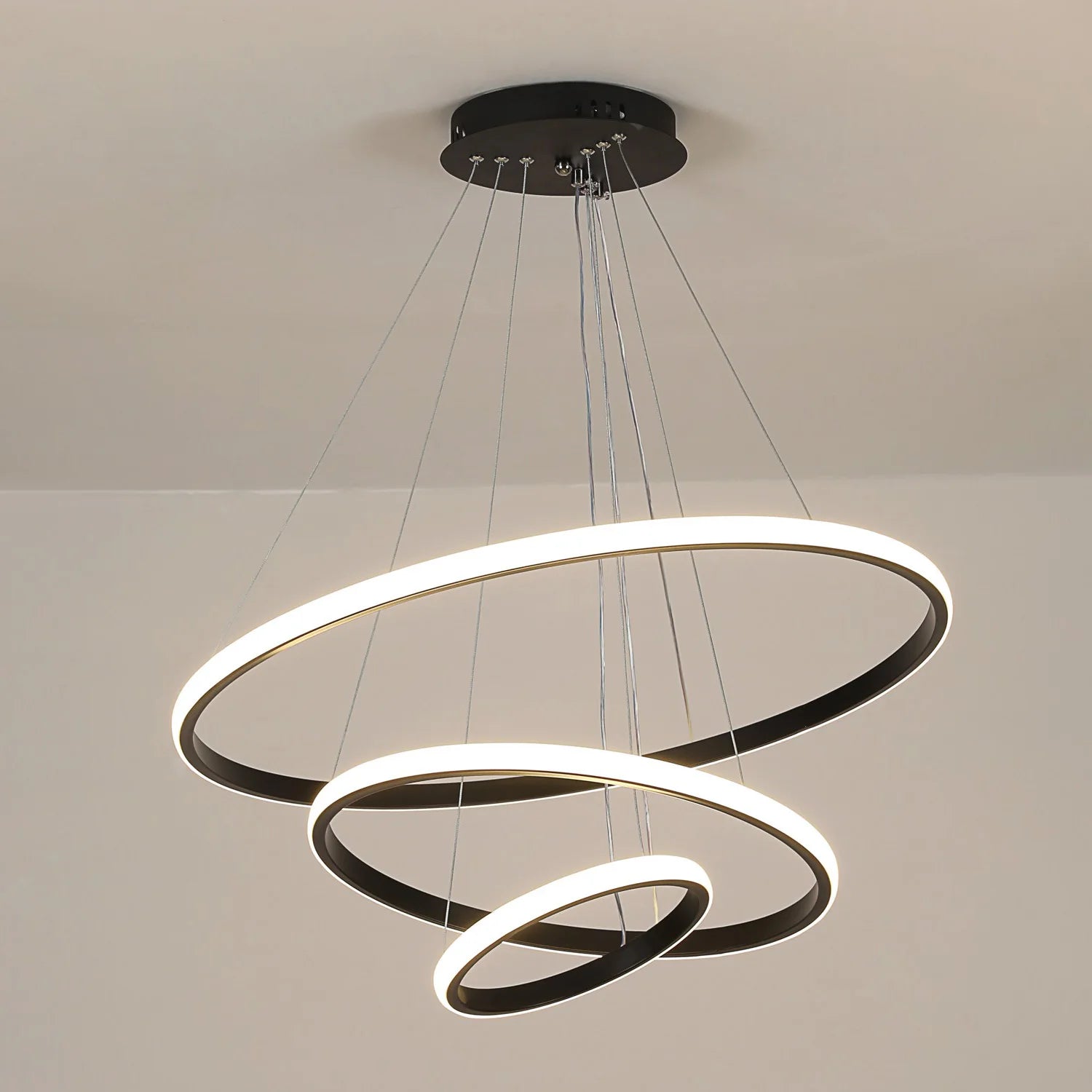 3 Ring Pendant Lights, Modern Circular Dimmable Hanging Lamp  Adjustable Ceiling Light for Kitchen Dining Living Room - trendingshoping.com
