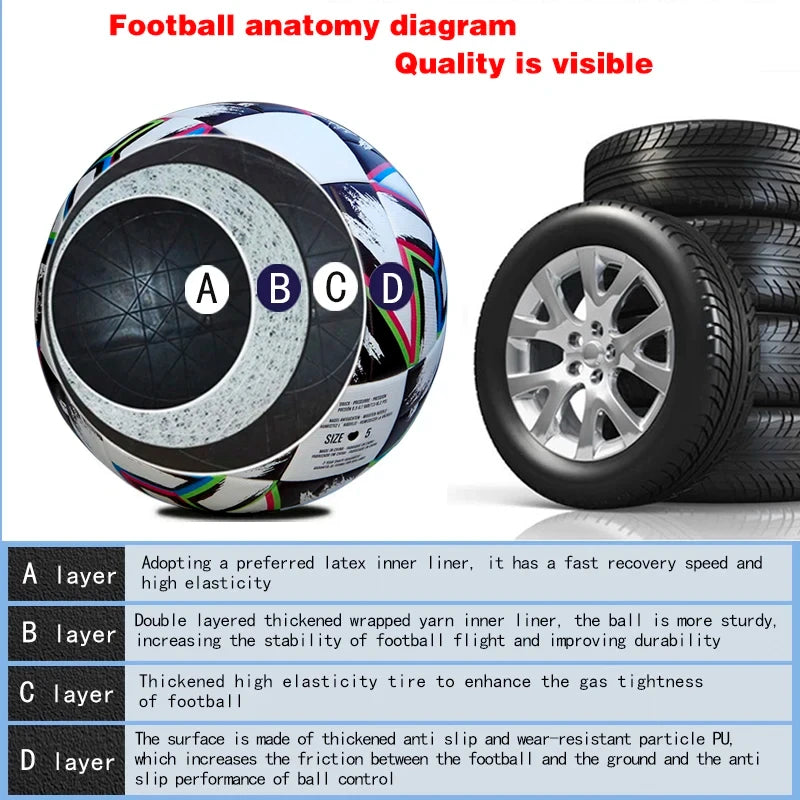 League Soccer Ball - Seamless Bonded Size 5 Match Football