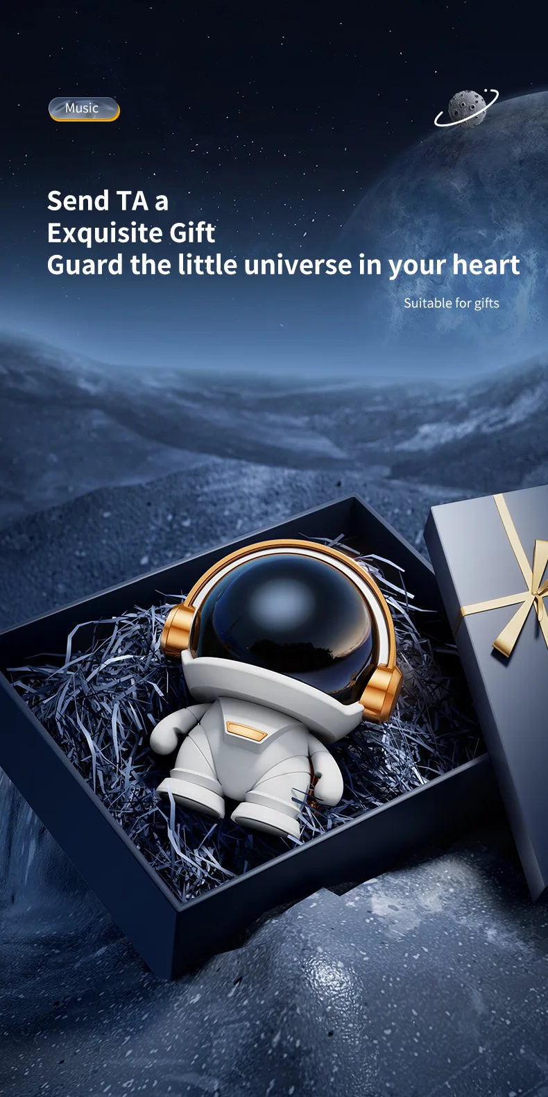 Astronaut Bluetooth Speaker – Hi-Fi Subwoofer & Galaxy Night Light