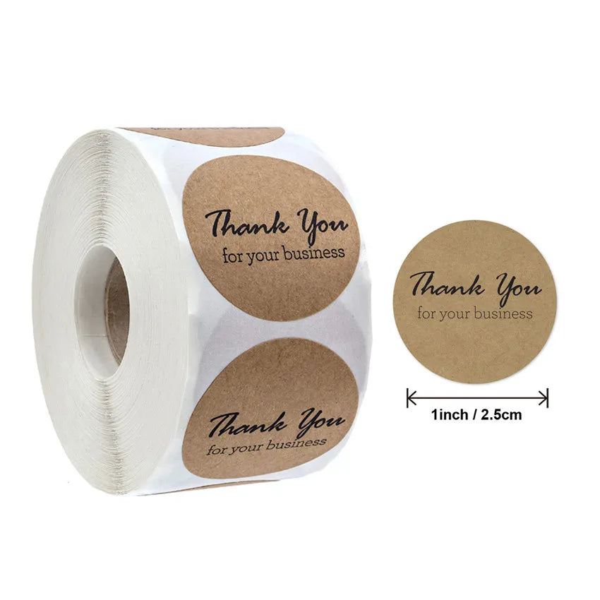 100-500pc Round Gold labels Thank You Kraft Stickers 1 inch Wedding Pretty Gift Cards Envelope Customized Sealing Label Stickers