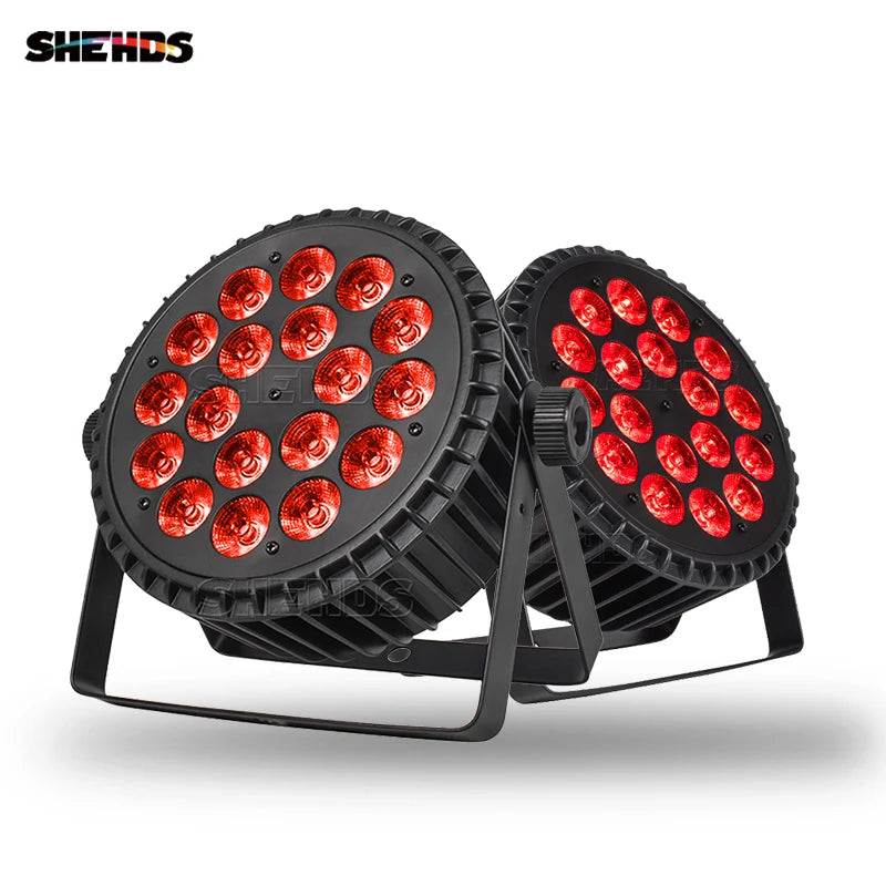 2/4pcs LED Flat Par 18x18W RGBWA+UV Aluminum Alloy Light DMX 512 For DJ Disco Party Projector Nightclub Bar SHEHDS Stage Light - trendingshoping.com