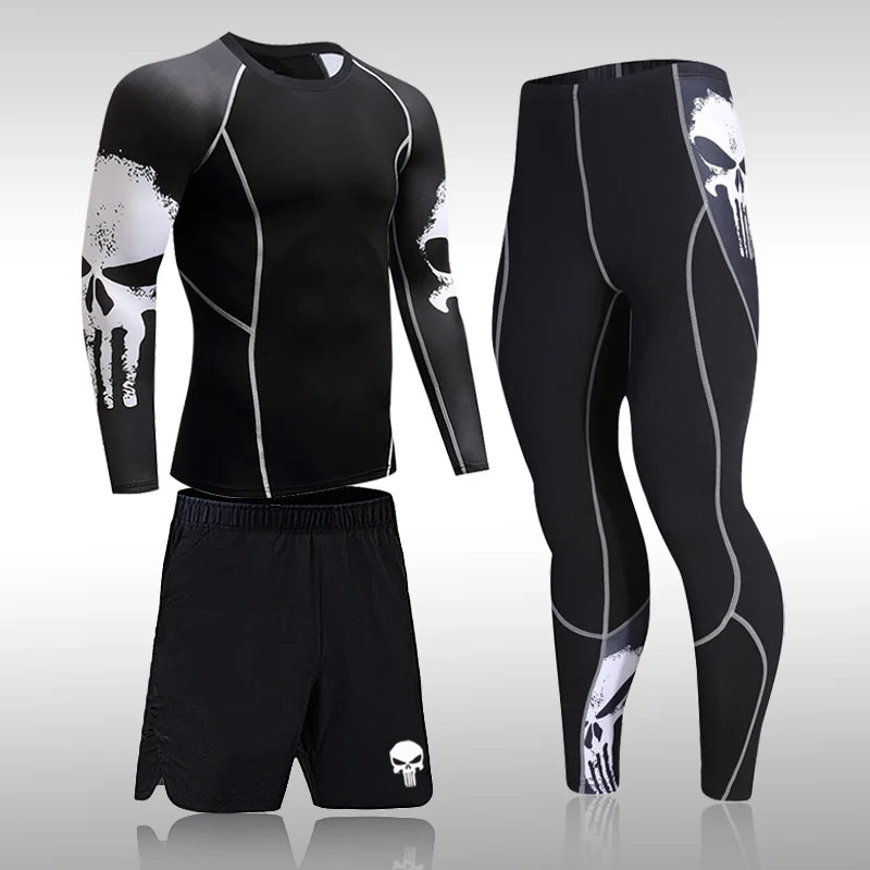 Men’s Compression Sportswear Set - 2-Piece Gym Tights & Rashguard Training Suit