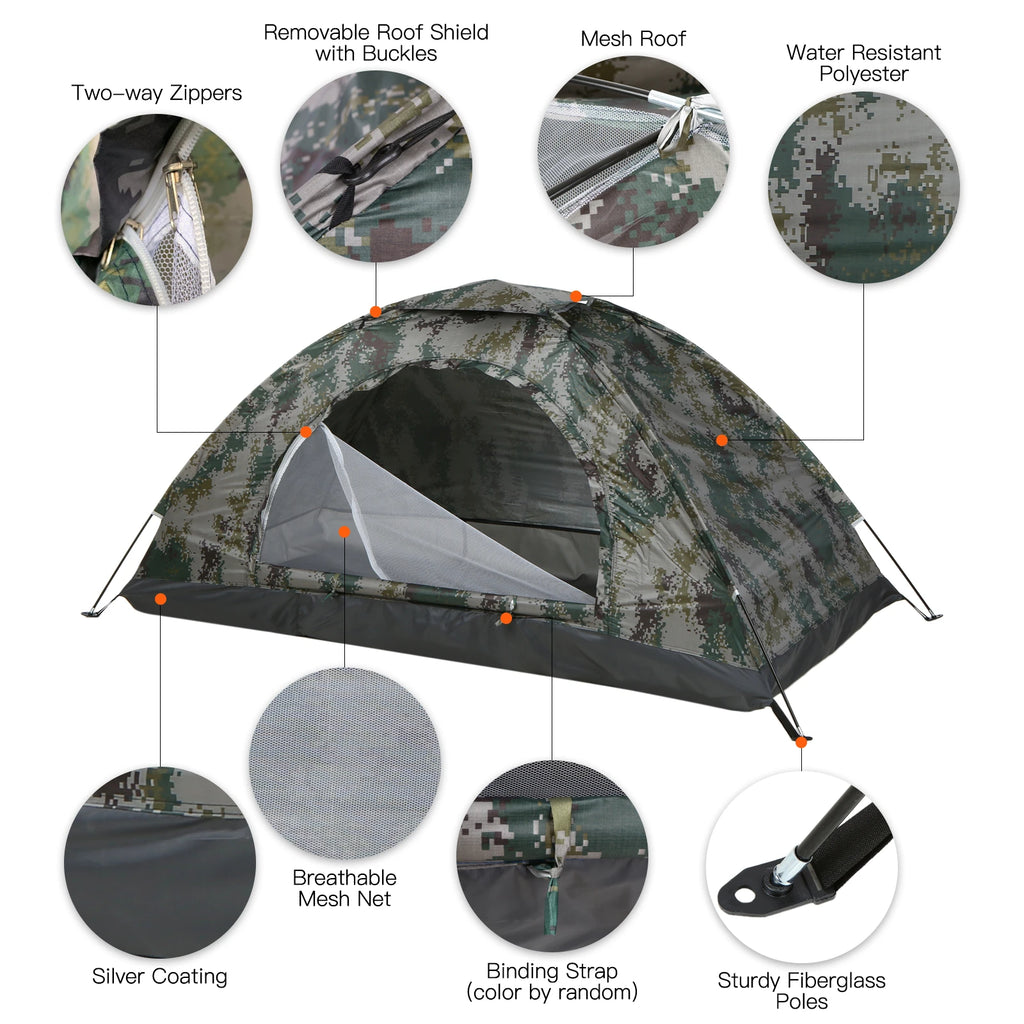 Tomshoo Ultralight Camping Tent For 1 To 2 Person Single Layer Portable Hiking Tent With Anti UV UPF 30 For Outdoor Beach Fishing