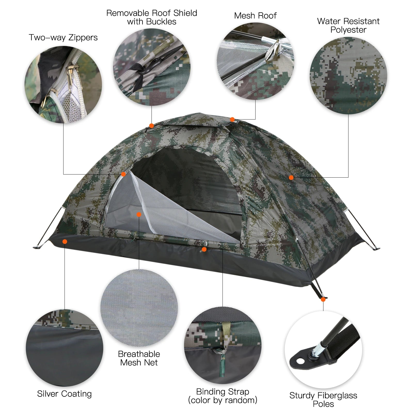 Tomshoo Ultralight Camping Tent For 1 To 2 Person Single Layer Portable Hiking Tent With Anti UV UPF 30 For Outdoor Beach Fishing