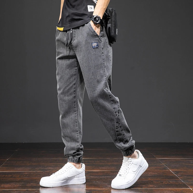 Spring Summer Black Blue Cargo Jeans Men Streetwear Denim Jogger Pants Men Baggy Harem Jean Trousers Plus Size - trendingshoping.com