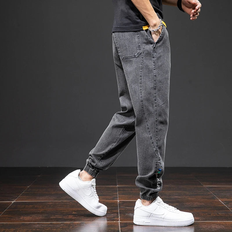 Spring Summer Black Blue Cargo Jeans Men Streetwear Denim Jogger Pants Men Baggy Harem Jean Trousers Plus Size - trendingshoping.com