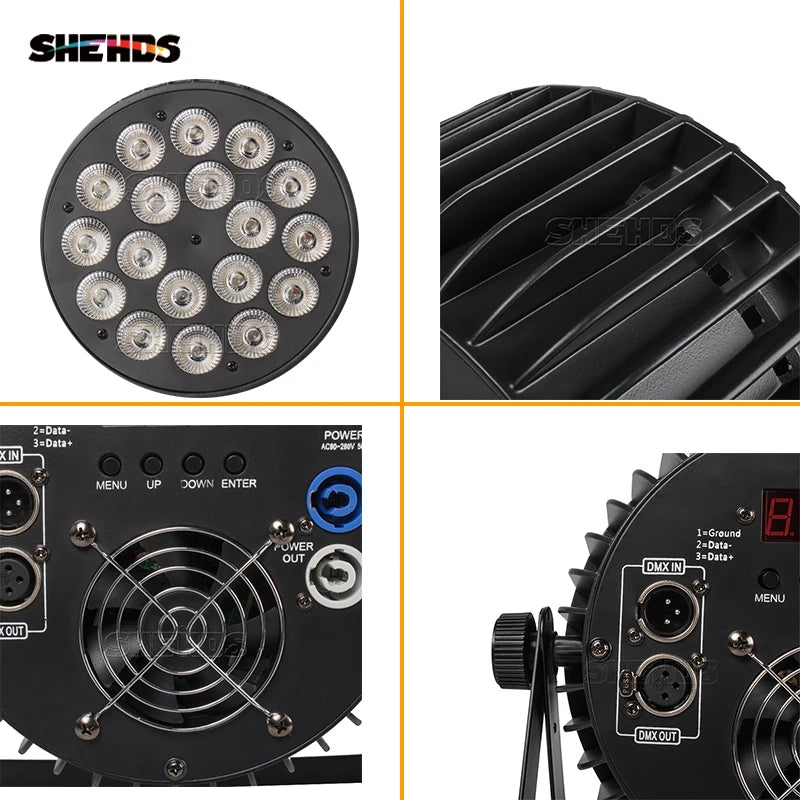 2/4pcs LED Flat Par 18x18W RGBWA+UV Aluminum Alloy Light DMX 512 For DJ Disco Party Projector Nightclub Bar SHEHDS Stage Light - trendingshoping.com