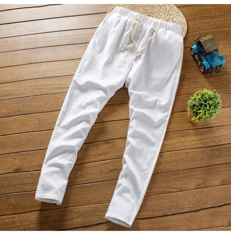 Men’s Summer Cotton Linen Shirt and Pants Set
