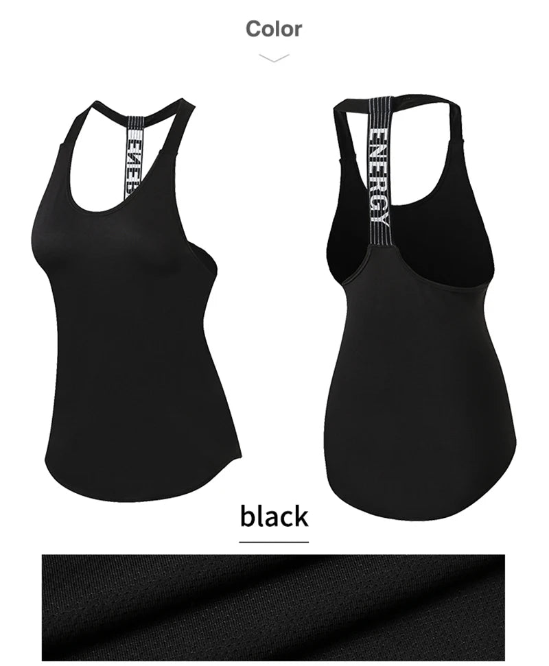 Women Gym Tops Black Sleeveless Yoga Top Women Fitness Shirt Gym Vest Running workout Sports Tops Letter Backless Shirt