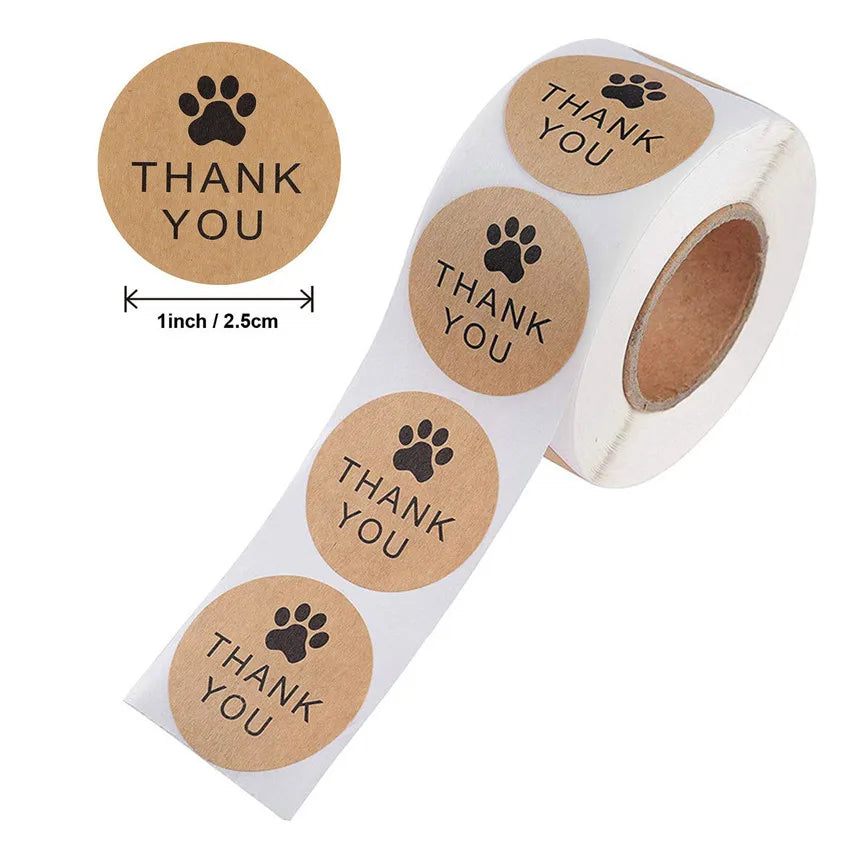 100-500pc Round Gold labels Thank You Kraft Stickers 1 inch Wedding Pretty Gift Cards Envelope Customized Sealing Label Stickers