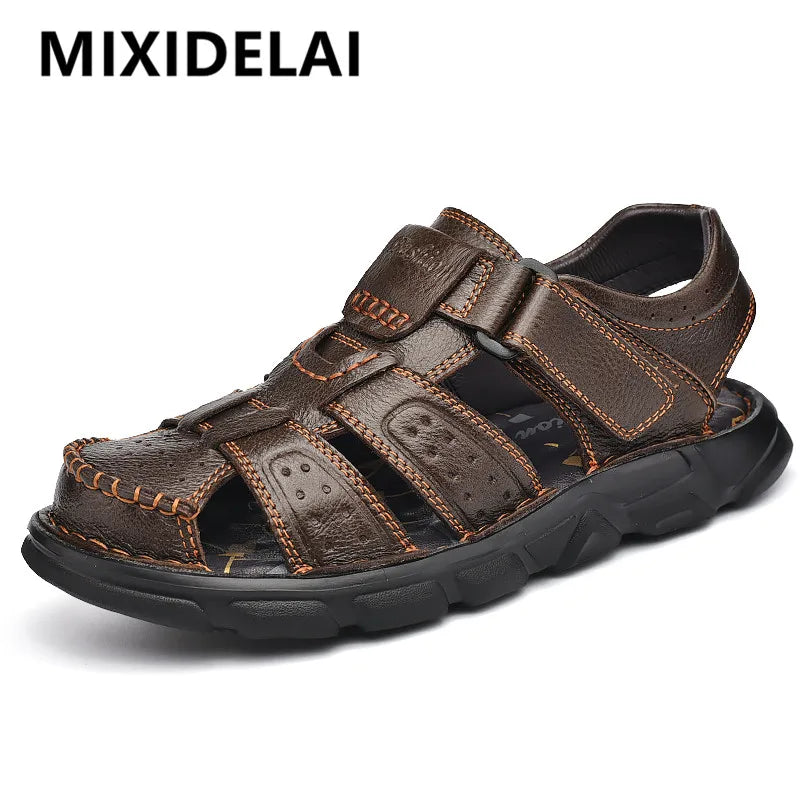 Men's Genuine Leather Sandals: Classic Summer Outdoor Footwear