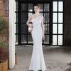 Elegant Plus Size One-Shoulder Mermaid Prom Gown - Sleeveless V-Neckline