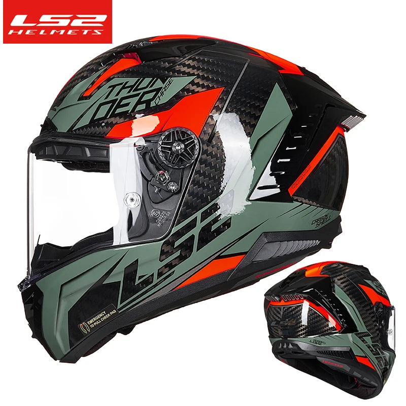 LS2 Thunder GP Aero Full Face Motorcycle Helmet FF805 Carbon Fiber