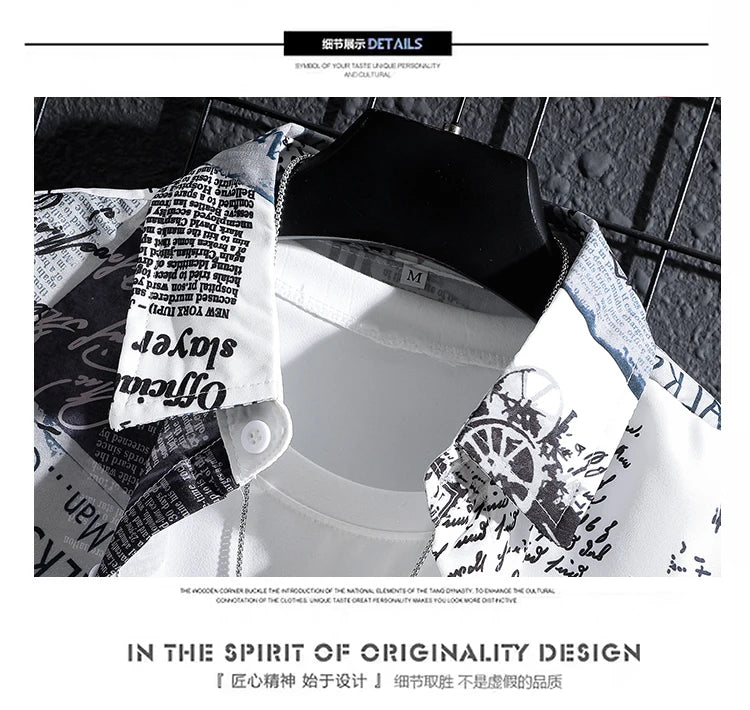 Men’s Short Sleeve Polo Shirt Printed Casual Youth Top