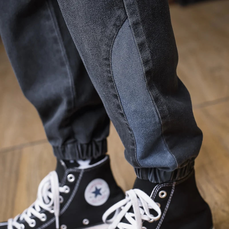 Mens Plus Size Loose Jogger Jeans Harem Cargo Ankle Length Denim Trousers