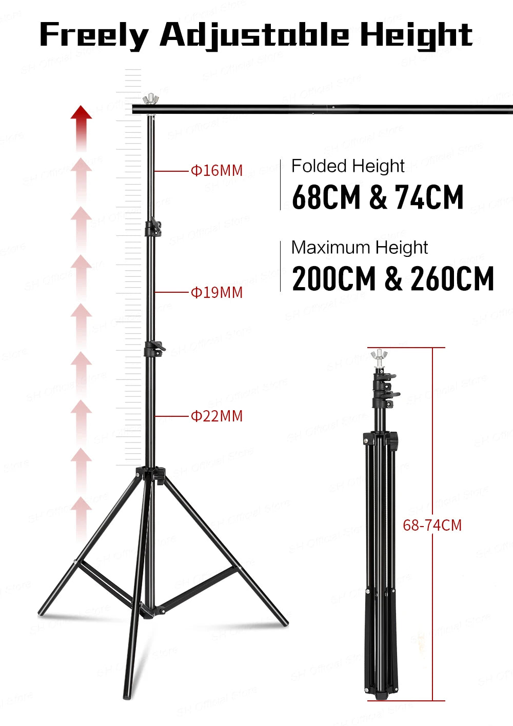 SH 2.6m*3m Suit Adjustable Backdrop Stand for Photography Wedding Photo Studio Backdrop Video Background Frame - trendingshoping.com