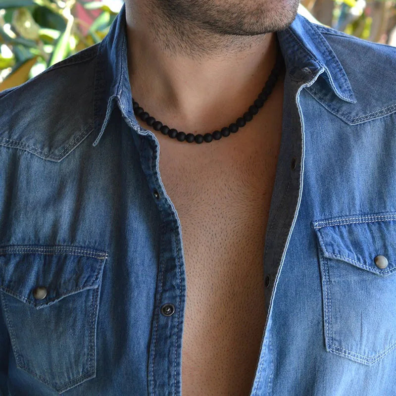 men necklace, necklace for men, Men lava bead Necklace, Mens Beaded necklace, turquoise necklace men