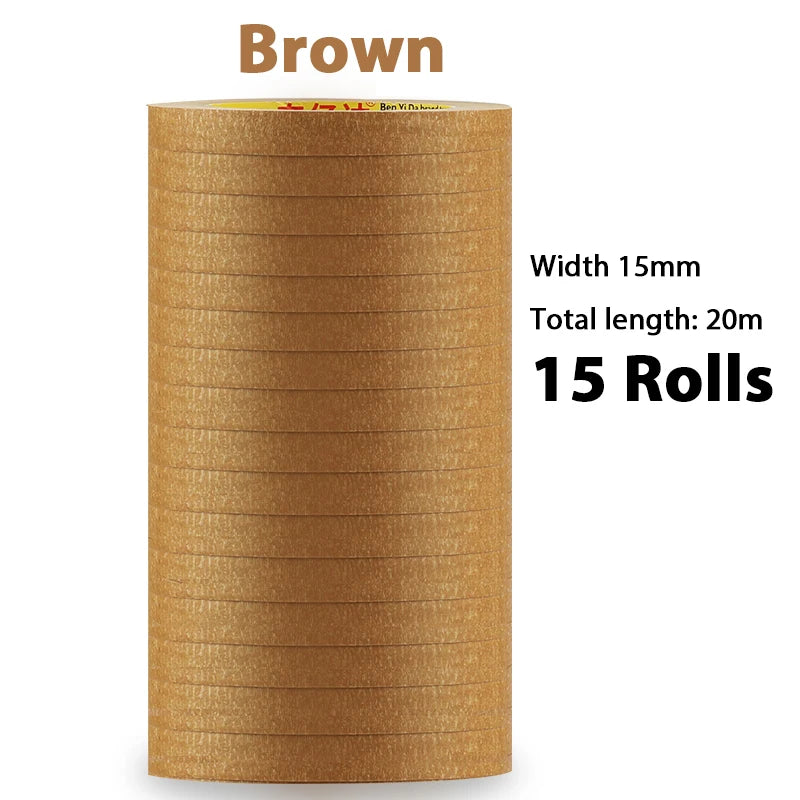 15 Rolls 15mm No-Trace Masking Tape | Multicolor Inkjet Tape for Office & Car