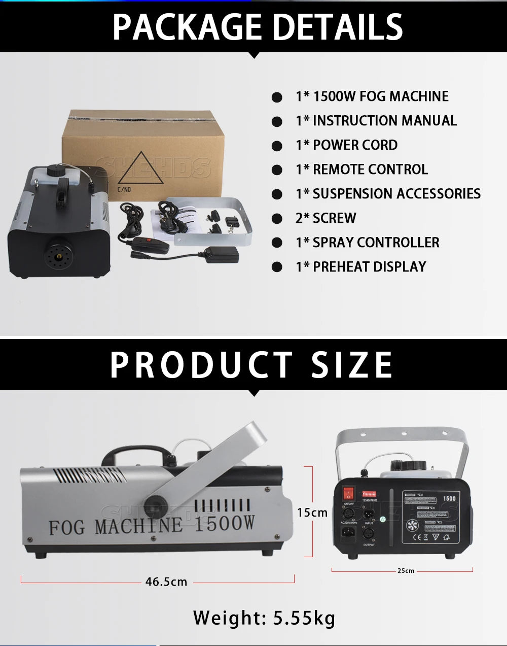 SHEHDS  1500W&1500W with DMX512 Smoke Machine for Concert Wedding DJ Fog Machine - trendingshoping.com