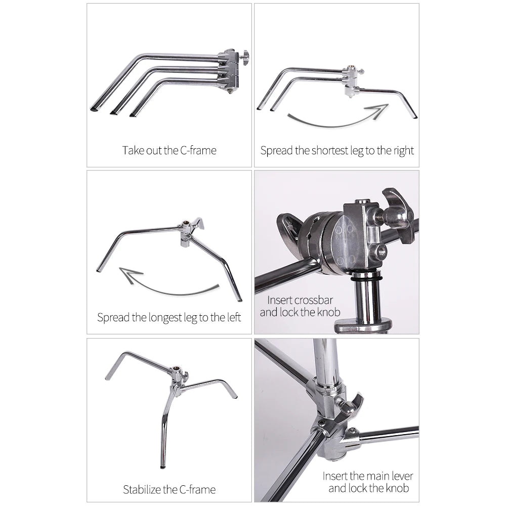 Photography Light Stand C-Stand Adjustable Metal Tripod for Studio Softbox