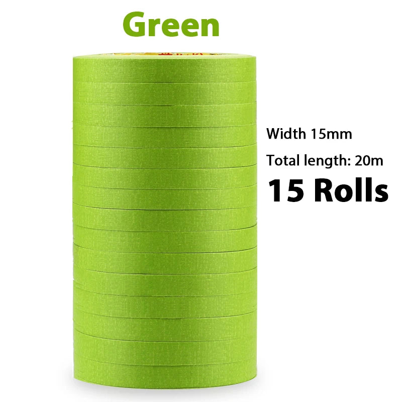 15 Rolls 15mm No-Trace Masking Tape | Multicolor Inkjet Tape for Office & Car