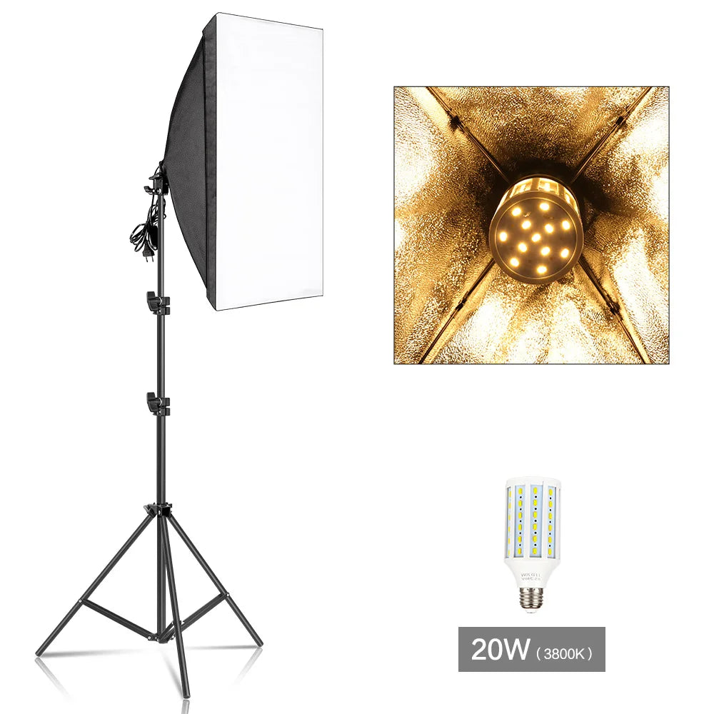 Photography Softbox Lighting Kits 50x70CM Professional Continuous Light System Soft Box For Photo Studio Equipment - trendingshoping.com