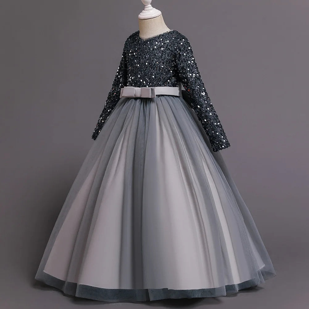 Princess Mesh Dress 4-14y Girl Christmas Winter Party Clothing Kids